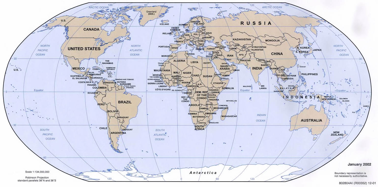 world political map 2002