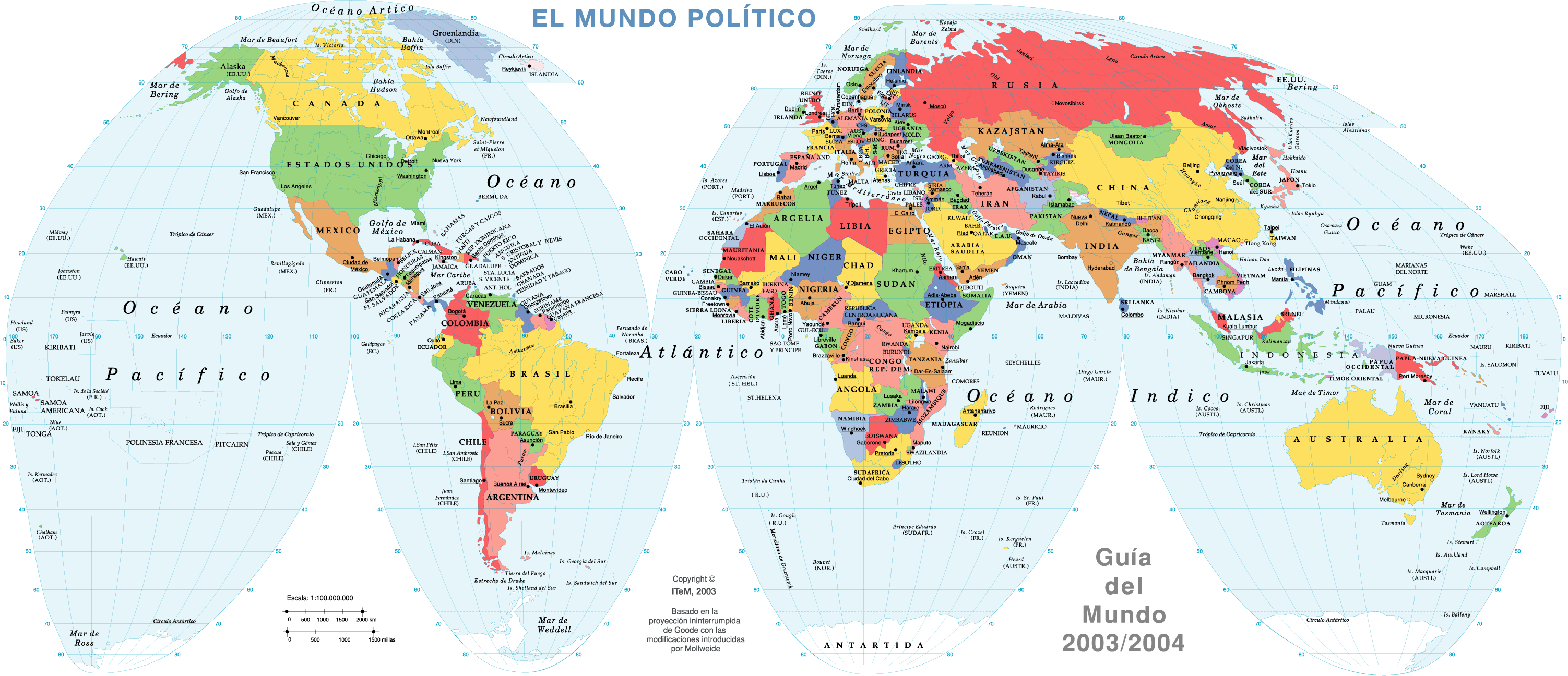 world political map spanish