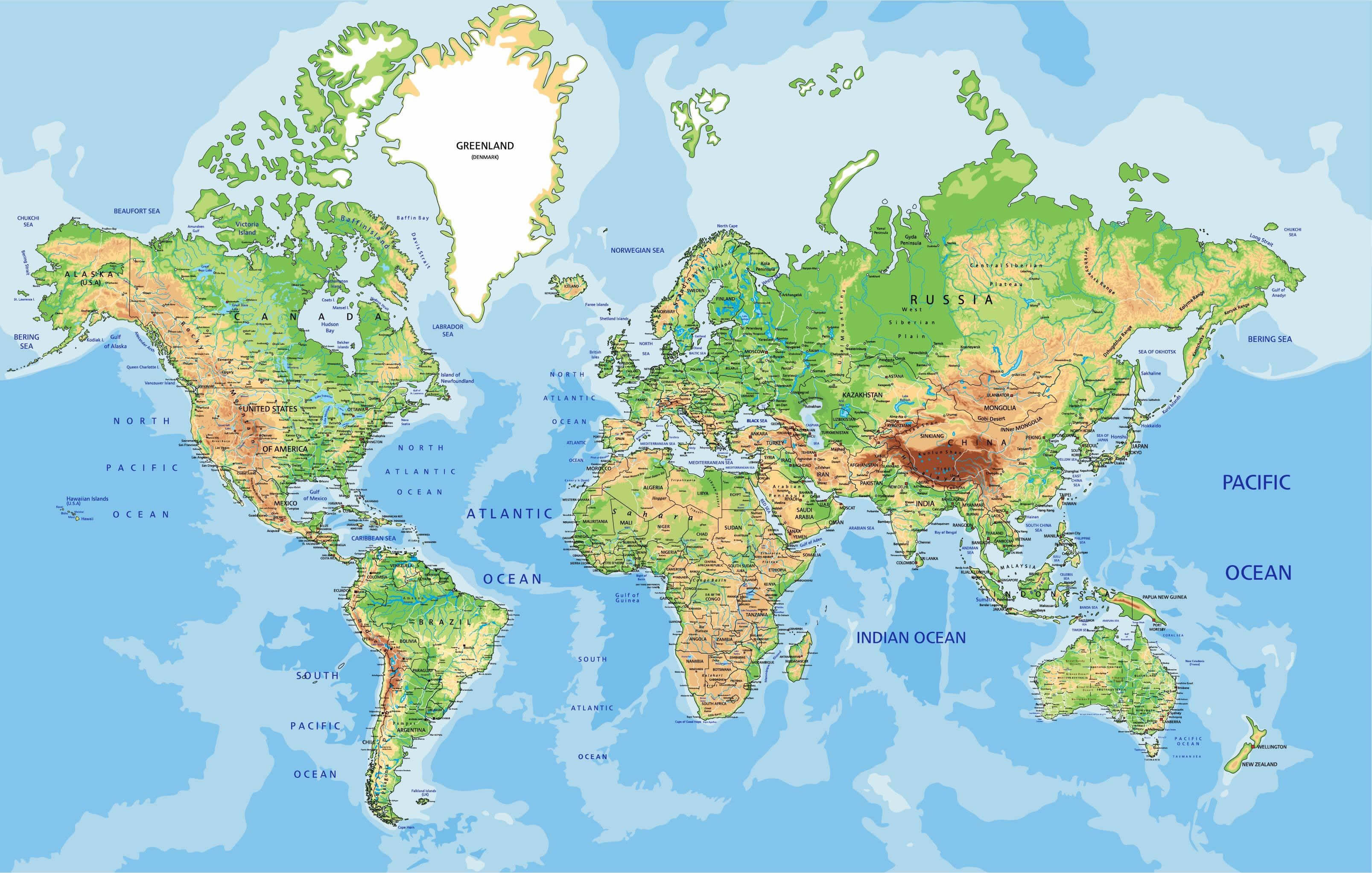 World Map And The World Satellite Images
