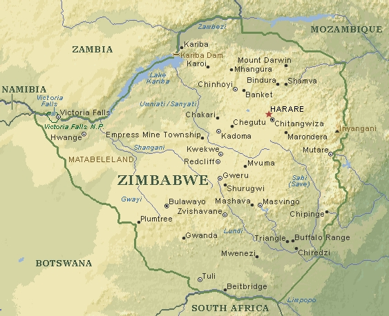 zimbabwe physical map